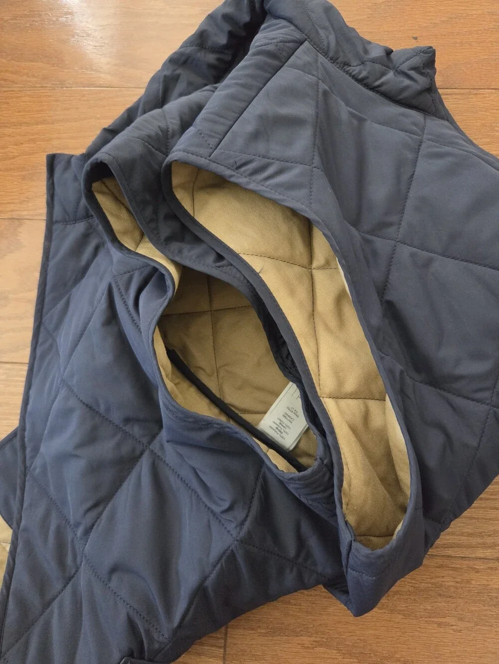 J.Crew Authentic Outerwear Quilted Walker Vest Navy Blue & Khaki Size L